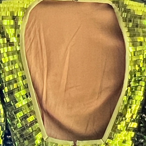PETITE EMERALD GREEN SEQUIN SHOULDER PAD MICRO MINI DRESS Size 0 - Picture 8 of 8